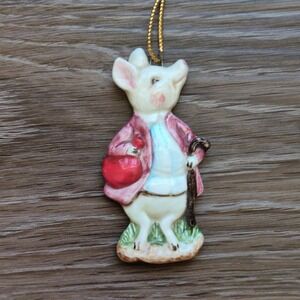 Vtg 80s Schmid Beatrix Potter Pigling Bland Ornament Ceramic Storybook Japan